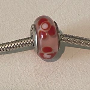 Authentic Pandora Pink & Red Flowers For You Murano Glass Charm